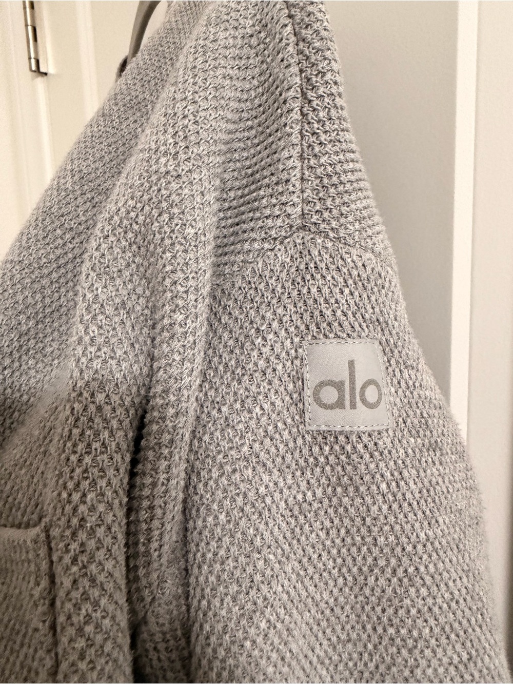 ALO Yoga Tennis Club Sweater- Heather Grey/White - Picture 6 of 6